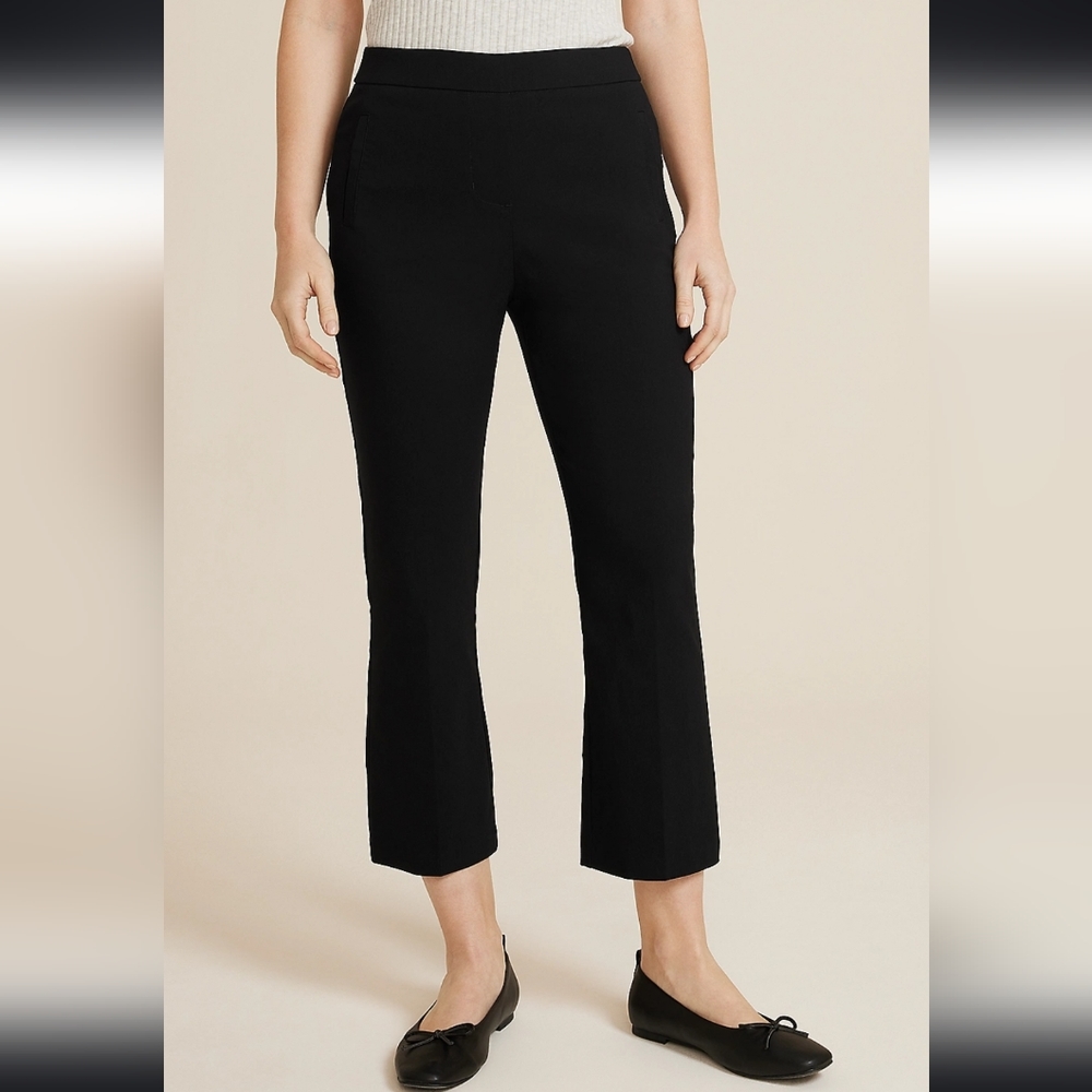 Bengaline cropped kick flare dress pants, black, size XL Maurices